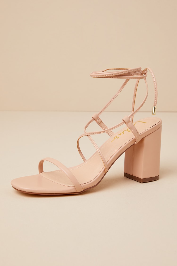 Aribaa Light Nude Lace-Up High Heel Sandals