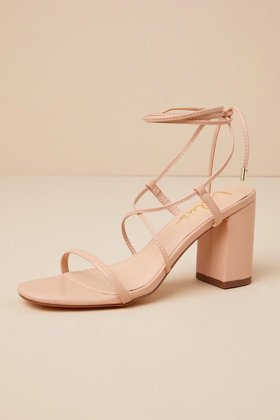 Aribaa Light Nude Lace-Up High Heel Sandals 2