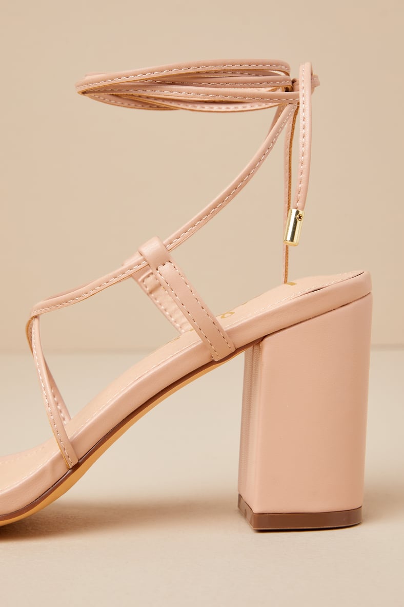 Aribaa Light Nude Lace-Up High Heel Sandals