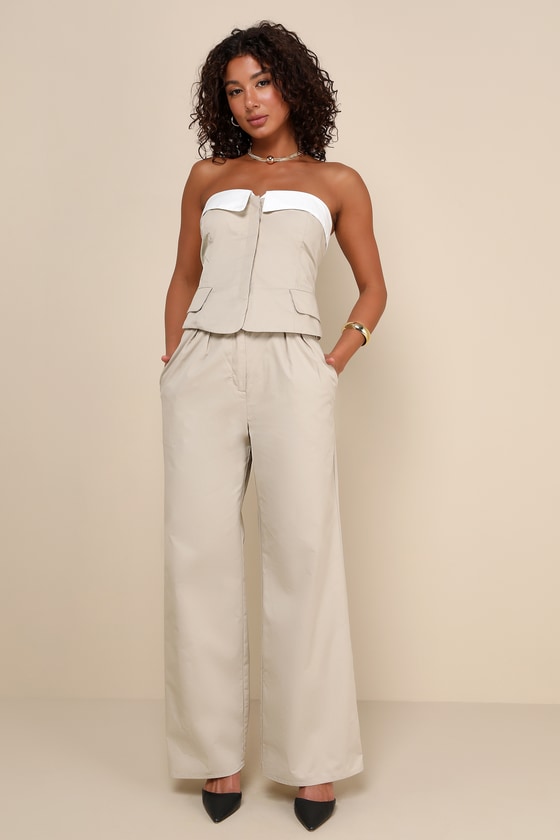 High-rise cotton pants