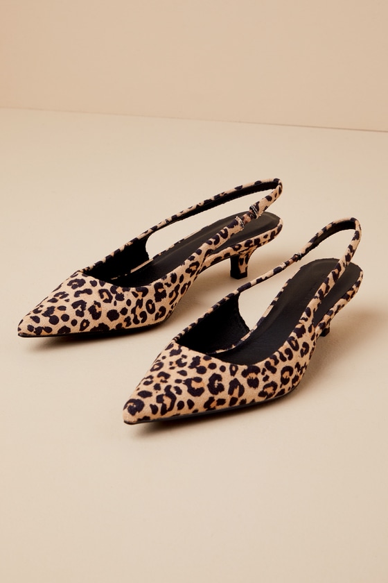 Felina Leopard Suede Pointed-Toe Kitten Heel Pumps 2