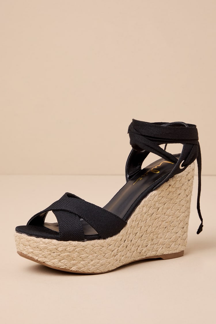 Black Wedges - Espadrille Wedges - Lace-Up Wedges - Lulus Black Wedges - Espadrille Wedges - Lace-Up Wedges - Lulus