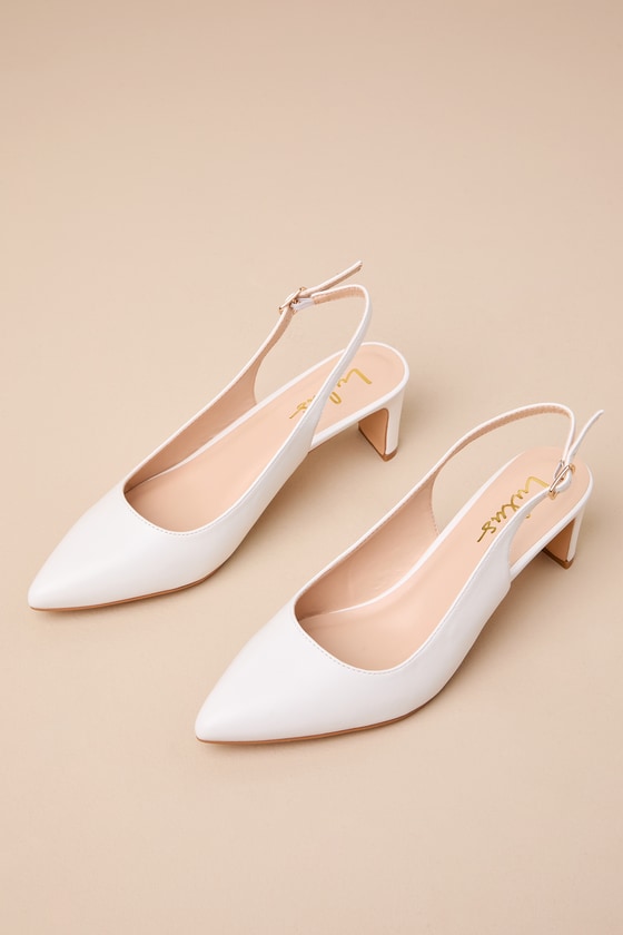 Bastienne White Pointed-Toe Slingback Pumps 1