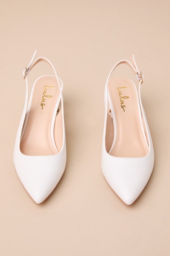 Lulus Bastienne White Pointed-toe Slingback Pumps In White
