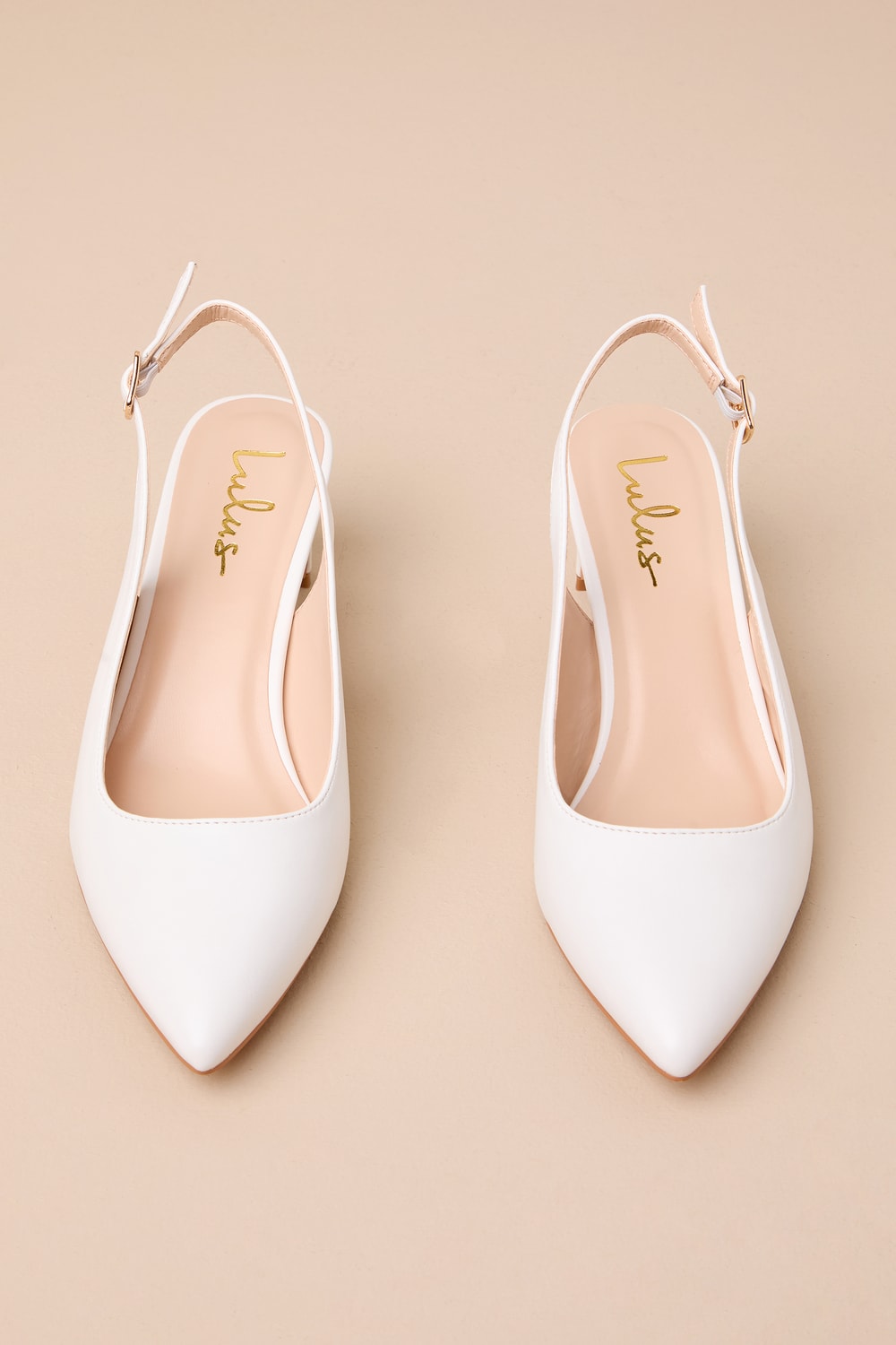 Bastienne White Pointed-Toe Slingback Pumps