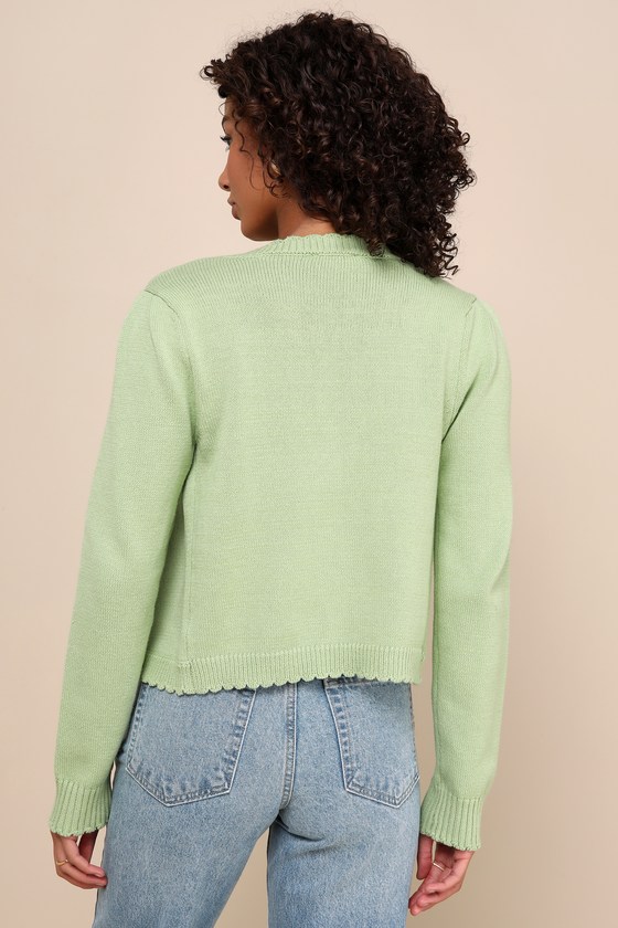 Classic Coziness Green Knit Cropped Tank Top and Cardigan Set 3