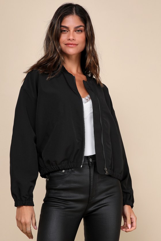 Black Bomber Jacket - Lightweight Bomber - Jacket - Lulus