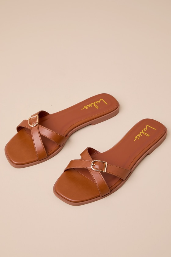 Heath Chestnut Buckle Slide Sandals 2