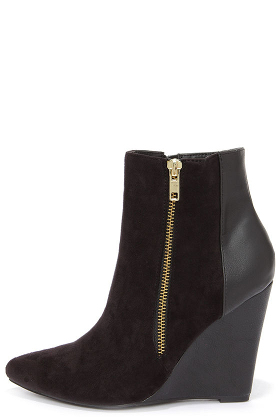 black suede wedge boots