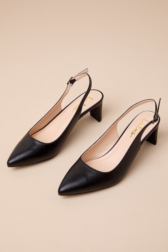 Lulus Bastienne Black Pointed-toe Slingback Pumps In Black