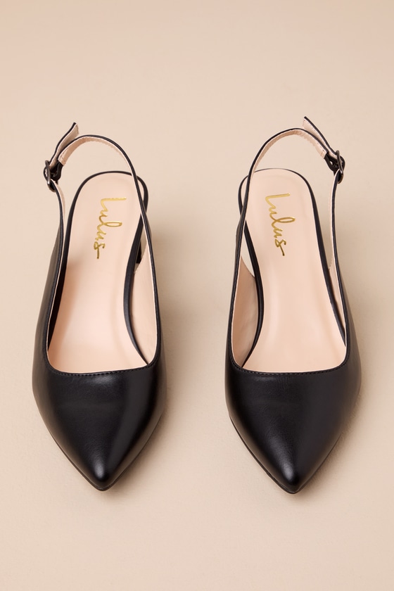 Lulus Bastienne Black Pointed-toe Slingback Pumps In Black