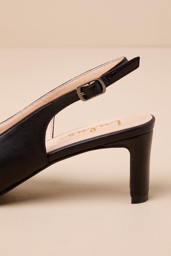 Lulus Bastienne Black Pointed-toe Slingback Pumps In Black