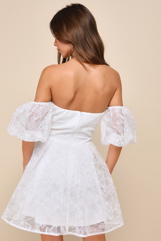 White Embroidered Dress - OTS Bustier Dress - Tulle Mini Dress - Lulus