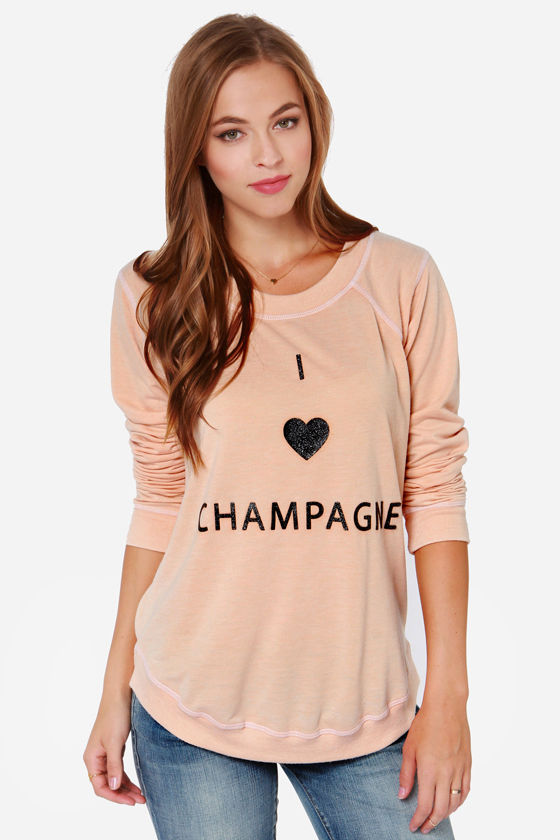 Chaser I Heart Champagne - Peach Sweater - Cute Sweater - $79.00 - Lulus
