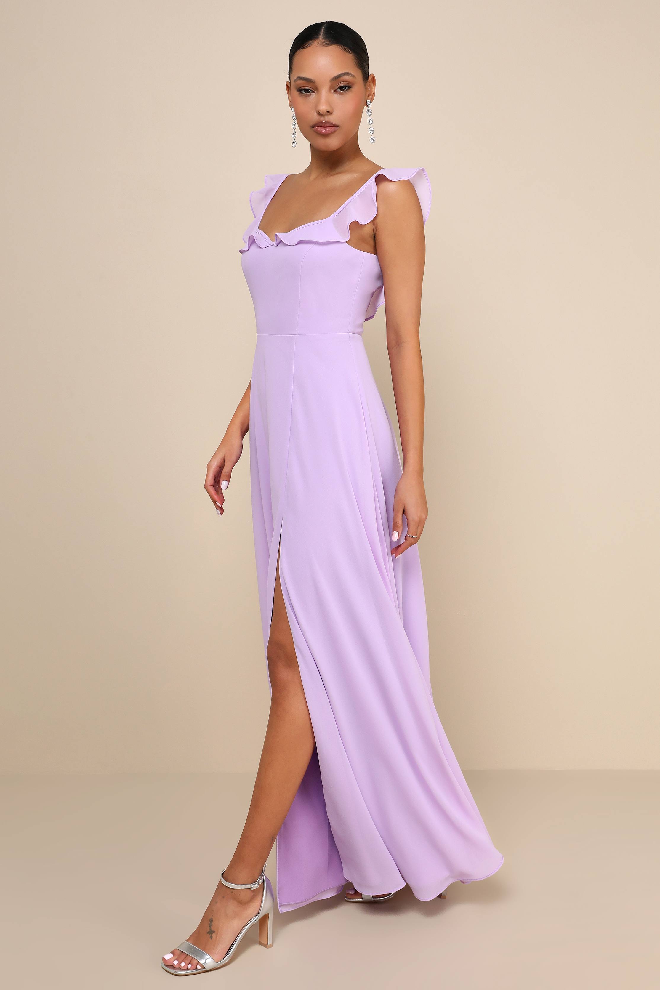 Dreamy Admiration Lilac Ruffled Maxi Dress