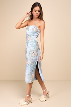 knee length dresses for ladies Bluebird Jacquard Mini Dress Blue main image 1