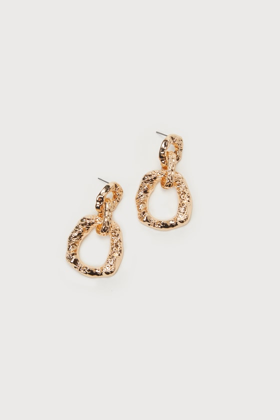 Shop Lulus Chic Recognition Gold Textured Door Knocker Earrings