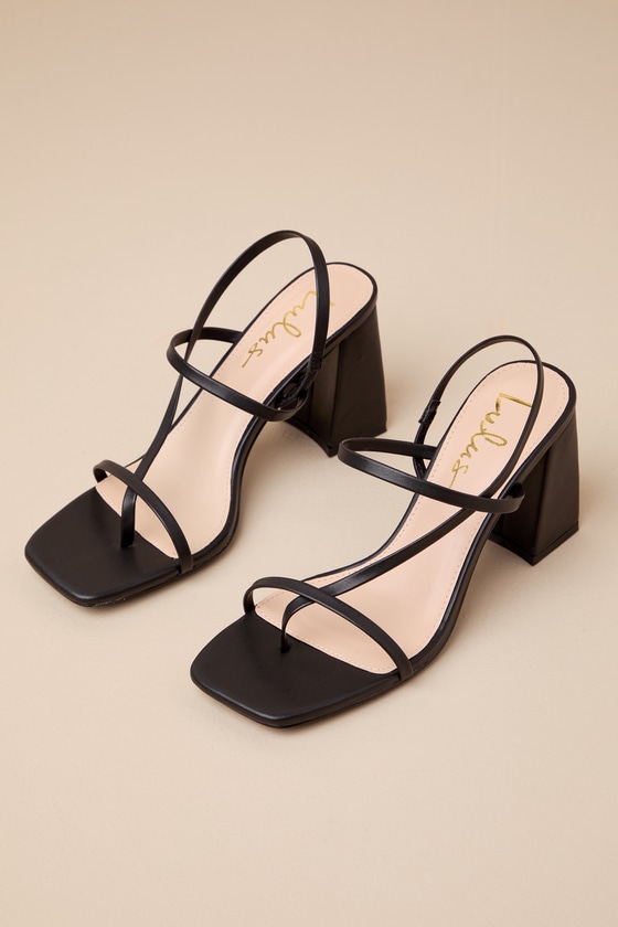 Shop Lulus Bechette Black Strappy High Heel Slingback Sandals