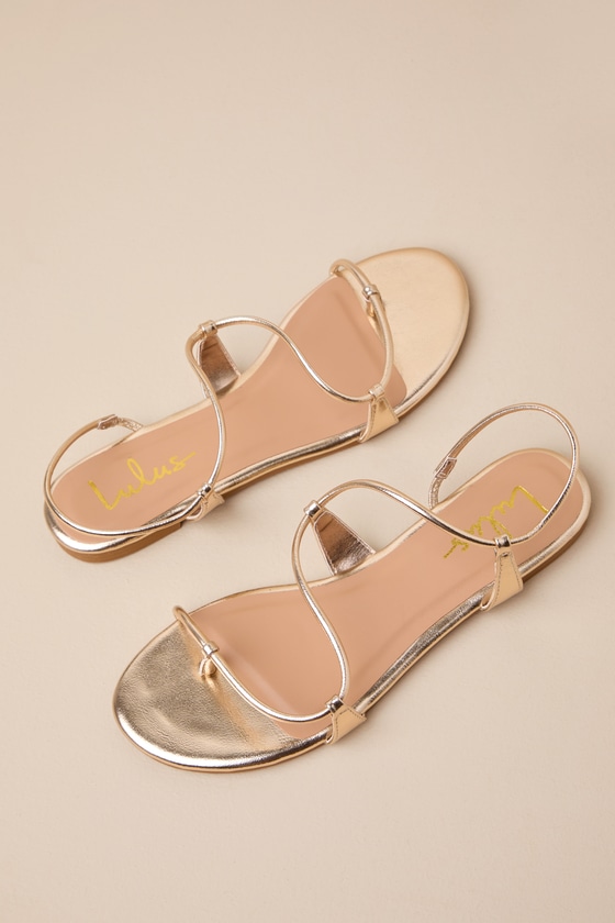 Evren Gold Metallic Slingback Flat Sandals