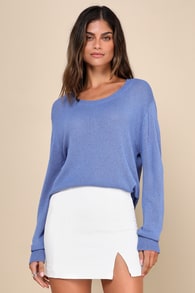 Clean Aesthetic Blue Long Sleeve Sweater Top