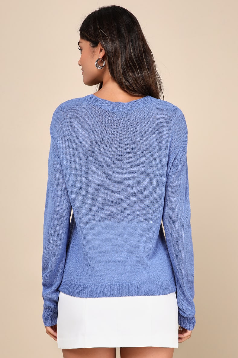 Clean Aesthetic Blue Long Sleeve Sweater Top