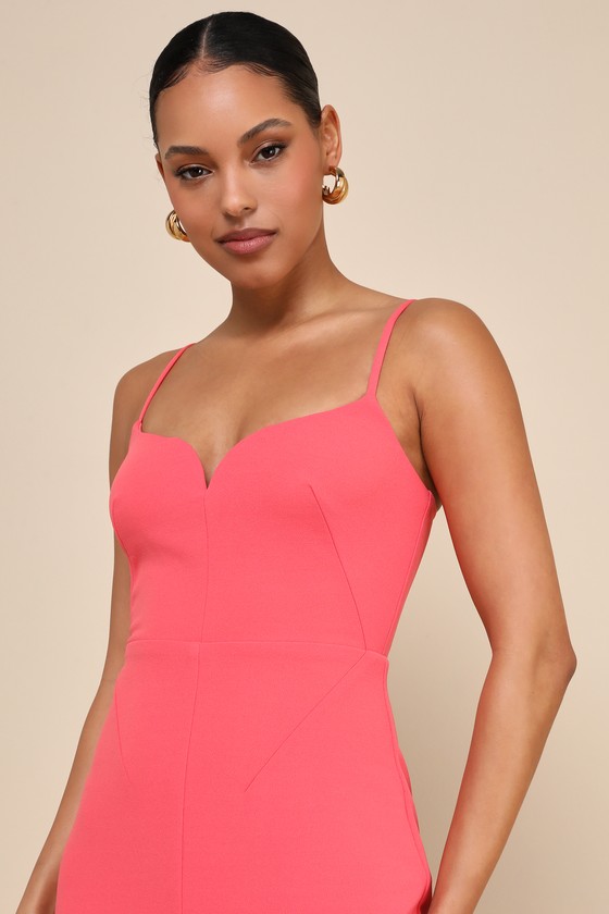 Lulus Impressive Glamour Coral Pink Sleeveless Column Maxi Dress In Coral Pink