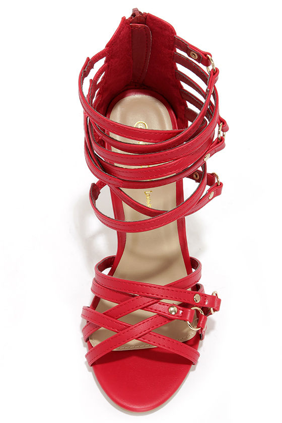 Sexy Red Heels - High Heel Sandals - Strappy Heels - $31.00