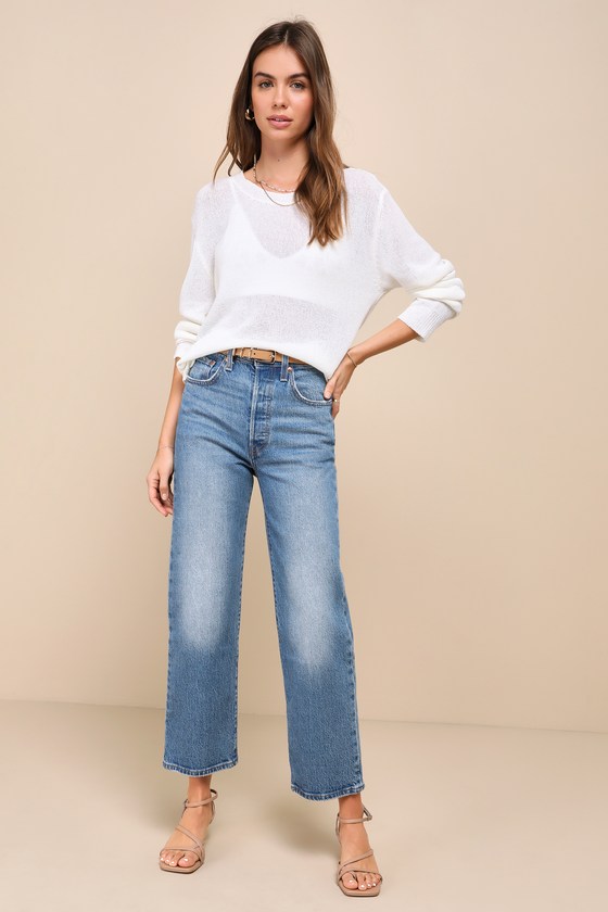 Lulus Clean Aesthetic White Long Sleeve Sweater Top In White