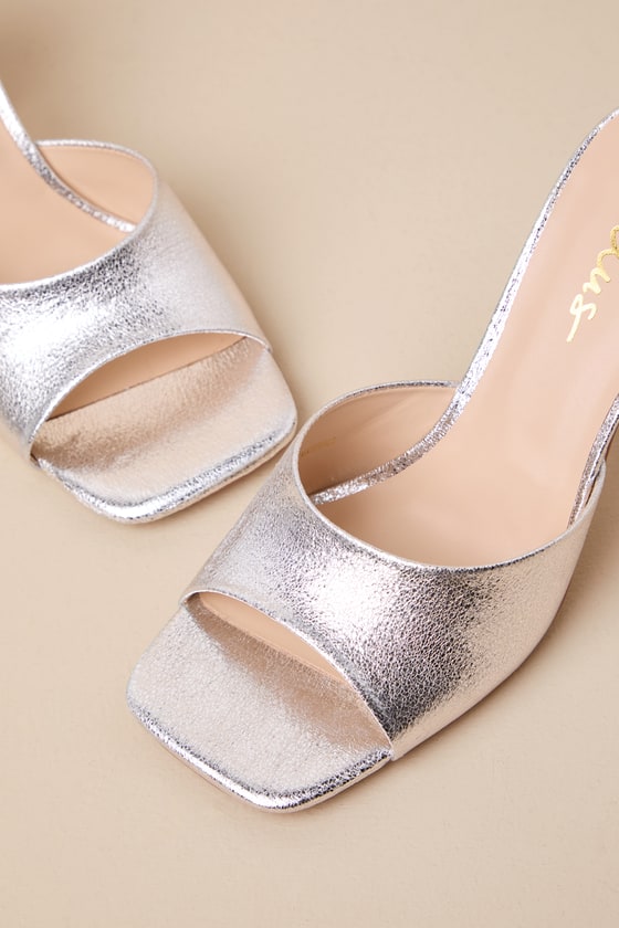 Shop Lulus Germaine Silver High Heel Slide Sandals