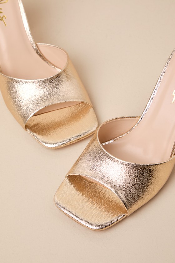 Shop Lulus Germaine Gold High Heel Slide Sandals