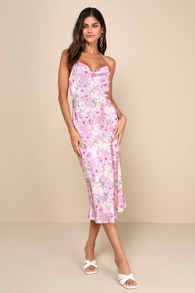 Impressive Delight Mauve Pink Floral Backless Midi Slip Dress