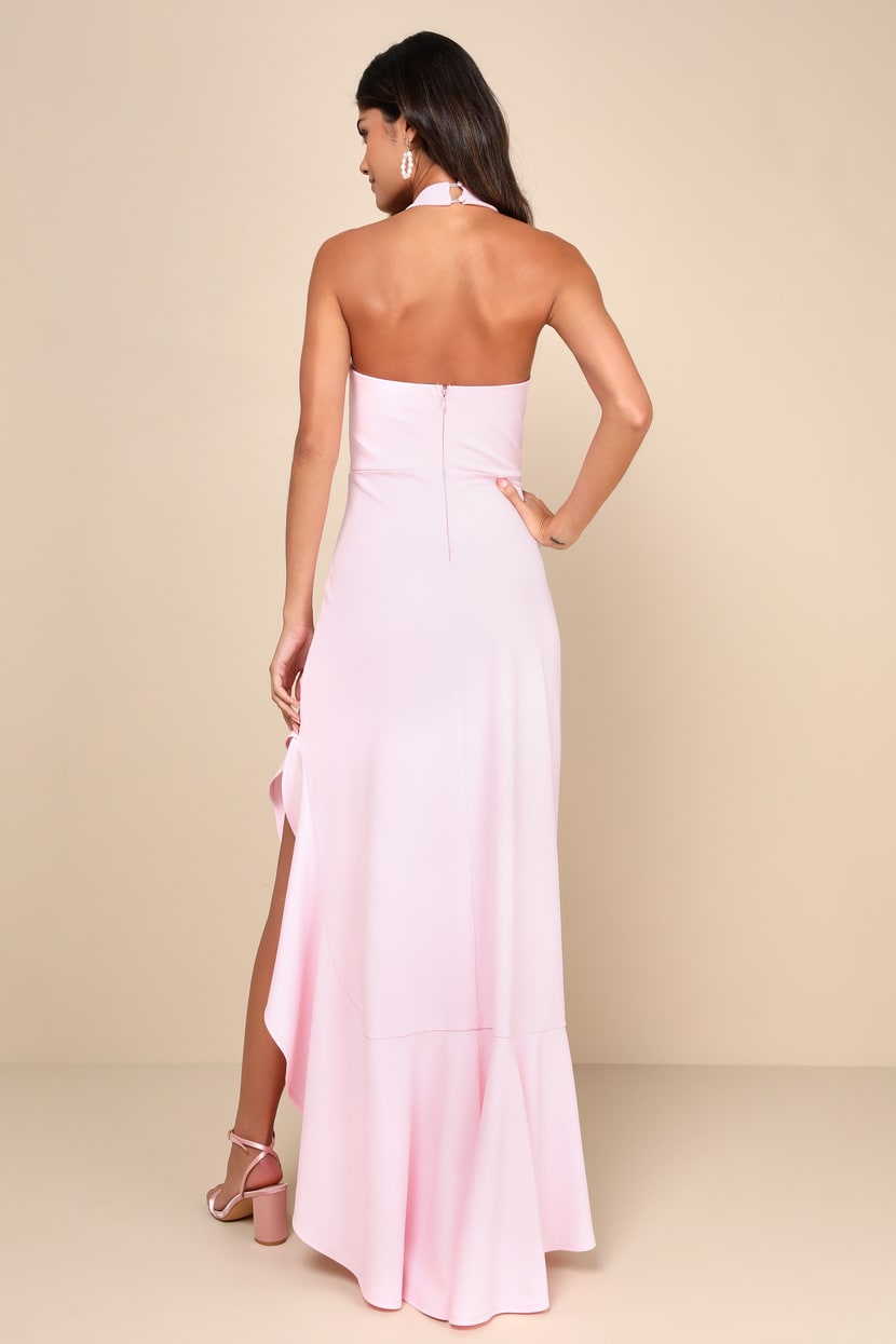 knee length dresses for ladies Strapless Layered Light Pink Tulle Long Prom Dresses-Bridelily main image 1