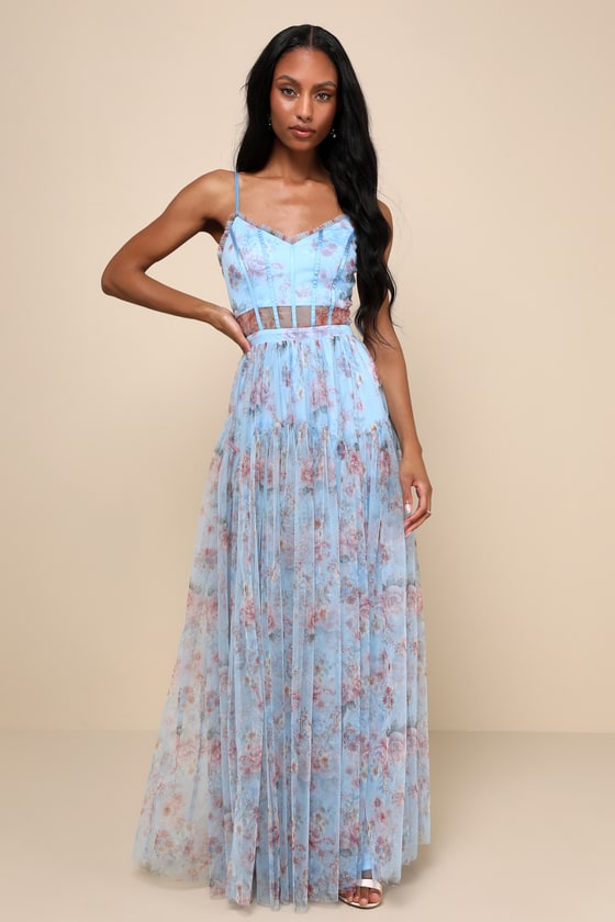 Deja-Blu Plus Size Floral Print Mesh Dress