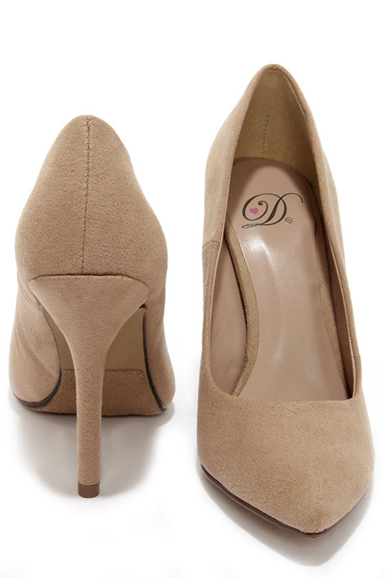 taupe pumps suede