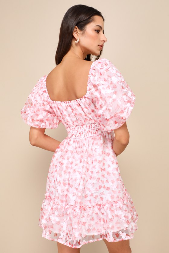 Puff sleeve dress pink sales