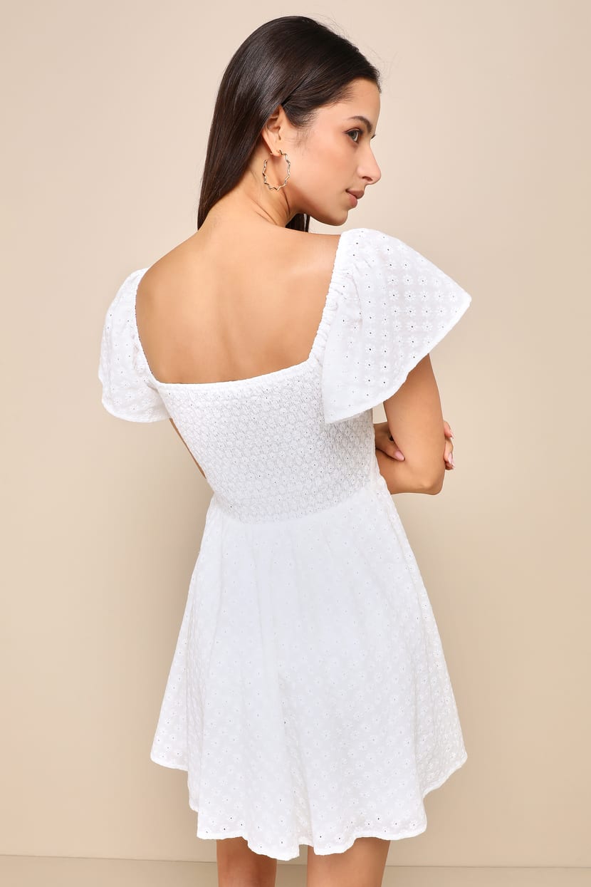 open lace back dress Adair White Mini Dress - US 12