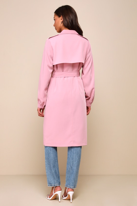 Shop Lulus Cuter Weather Dusty Rose Pink Twill Double Breasted Trench Coat