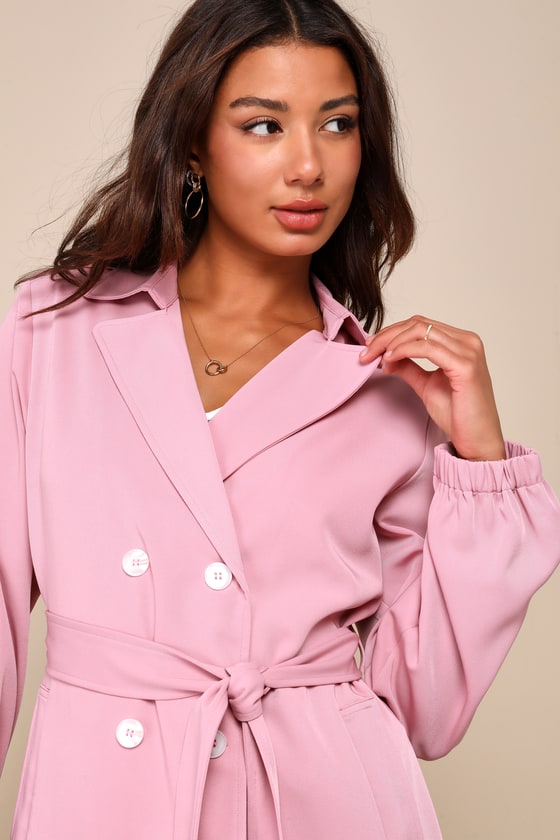 Shop Lulus Cuter Weather Dusty Rose Pink Twill Double Breasted Trench Coat