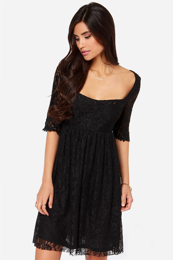 Sasha Black Dress - Black Dress - Lace Dress - Short Sleeve Dress - $79 ...