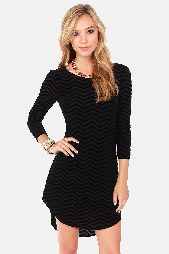 Pretty Shift Dress - Black Dress - Chevron Print Dress - $54.00 - Lulus