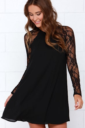 lulus lace shift dress Cute Black Dress - Shift Dress - Lace Dress - LBD - $66.00