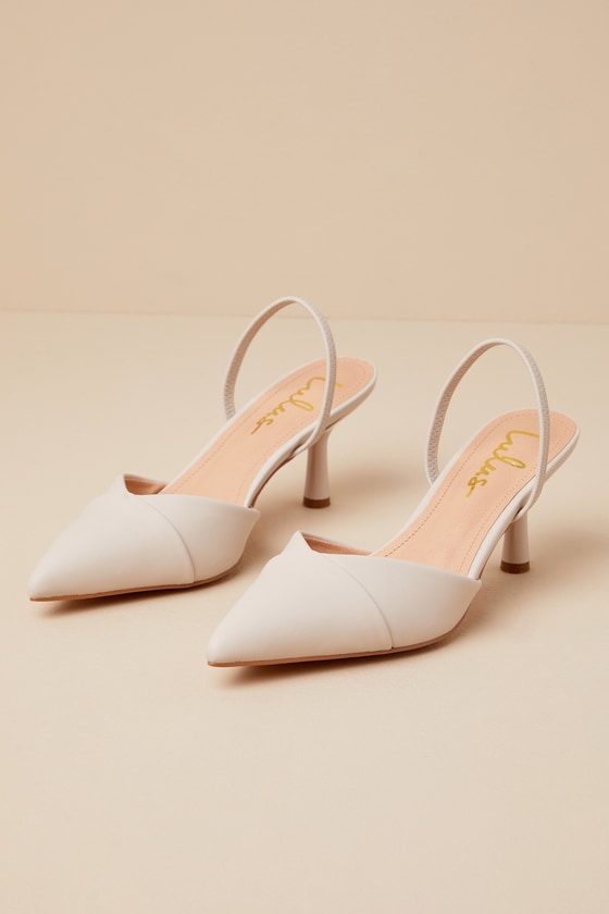 Verenna Ivory Pointed-Toe Slingback Pumps 1
