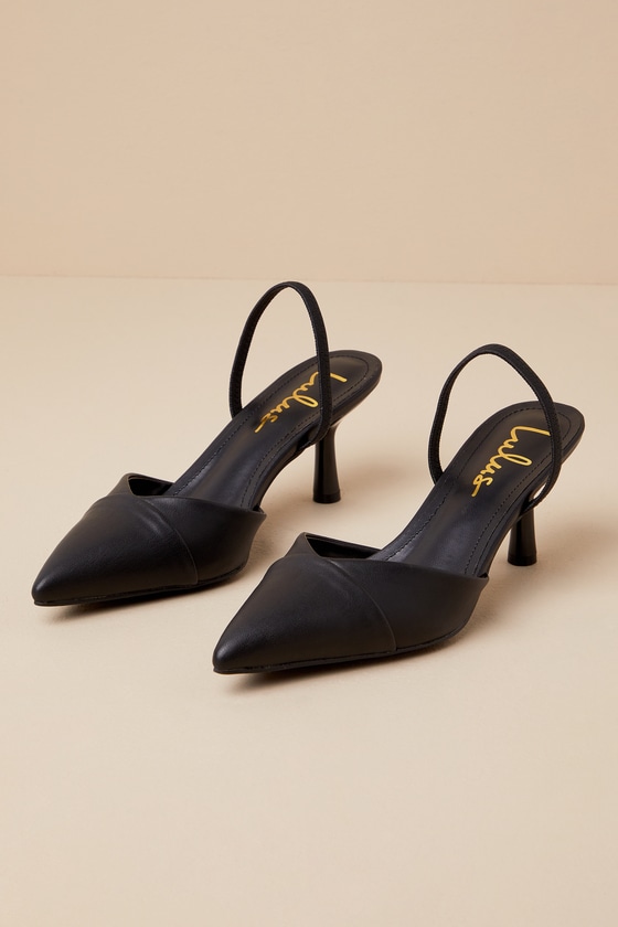 Verenna Black Pointed Toe Slingback Pumps