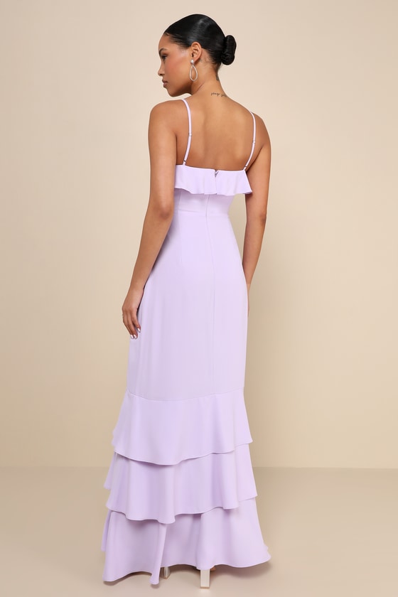 Lulus Lively Evenings Lavender Sleeveless Tiered Maxi Dress In Purple