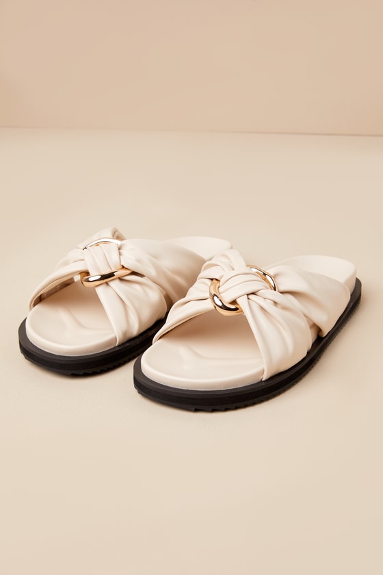 Shop Billini Tanya Bone Knotted Slide Sandals In White