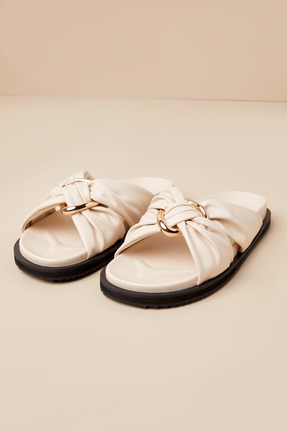 Tanya Bone Knotted Slide Sandals