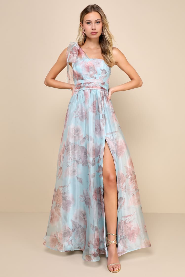 Flowy Floral Floaty Flowery Dresses Chiffon Dress Revelry Floral Bridesmaid  Dresses Spring Long Blue Floral Dresses