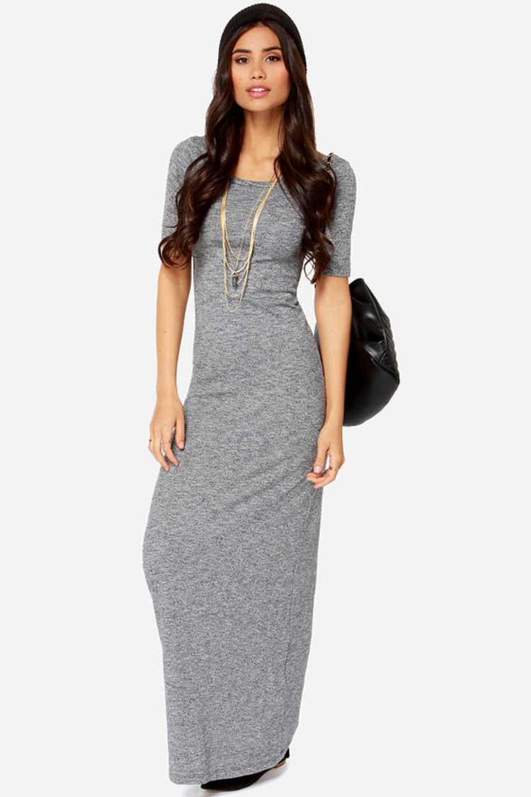 Roxy Take Time Dress - Knit Dress - Grey Dress - Maxi Dress - $54.50 - Lulus