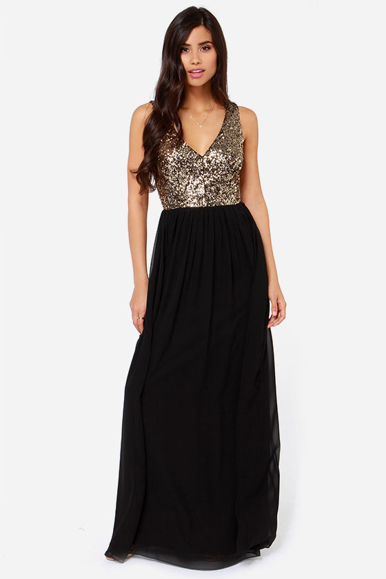 black and gold dress maxi