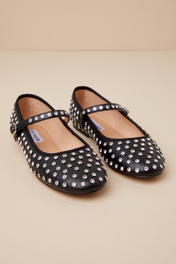 Steve Madden Vinetta-R - Rhinestone Ballet Flats - Black
